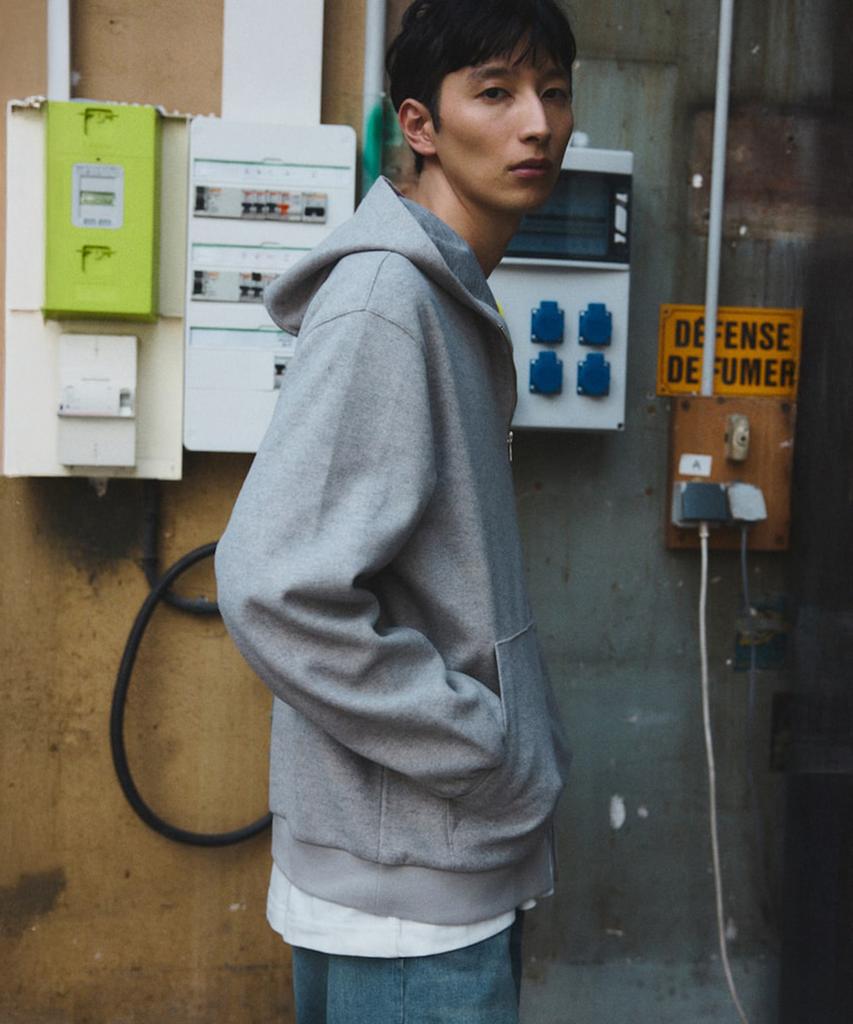 SHIFT.G Washed Color Hoodie Zip Up Gray