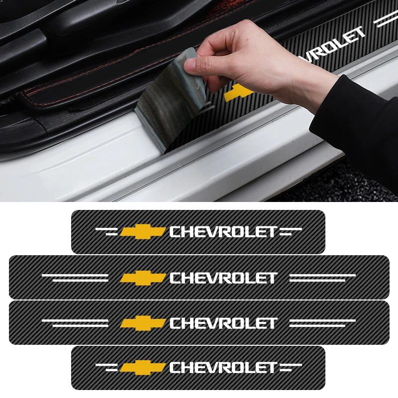 Car Threshold Strip Carbon Fiber Anti-Scratch Sticker Door Sill for Chevrolet Equinox Orlando Trax Cruze Malibu Camaro Cavalier