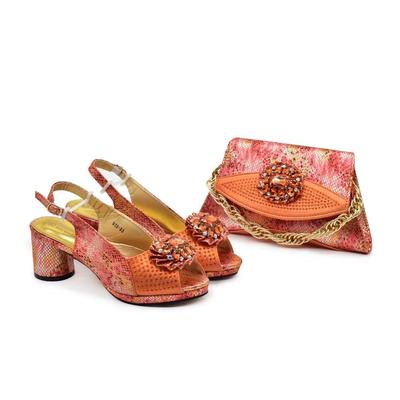 Rhinestone High Heel Sandals with Crystal Clutch: Round & Peep Toe, Back Buckle, Perfect for Weddings & Fashionable Events.