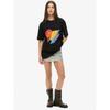 Oversize Women's Short-Sleeve T-Shirt with Rainbow Brushstroke Heart Print