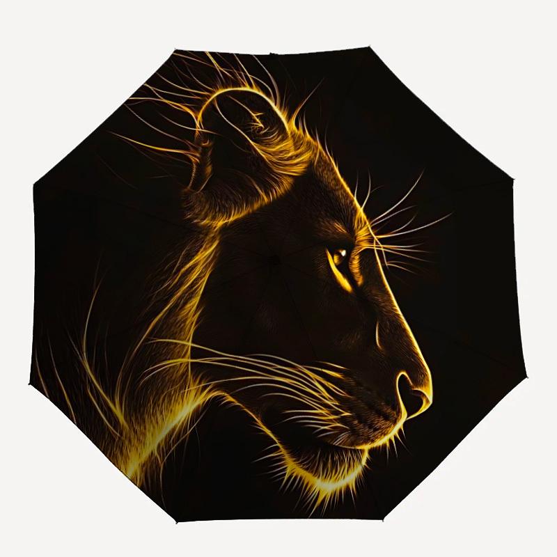 1pc Lion Head Automatic Folding Umbrella Durable Iron Frame,All Seasons Home Travel Outdoor Multifunctional Umbrella Yy251115074