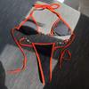 Sexig Ribbad Bikini Set Micro Bikinis 2024 New Chain Baddräkt Dam Badkläder Brasiliansk Baddräkt Biquini Vit Orange
