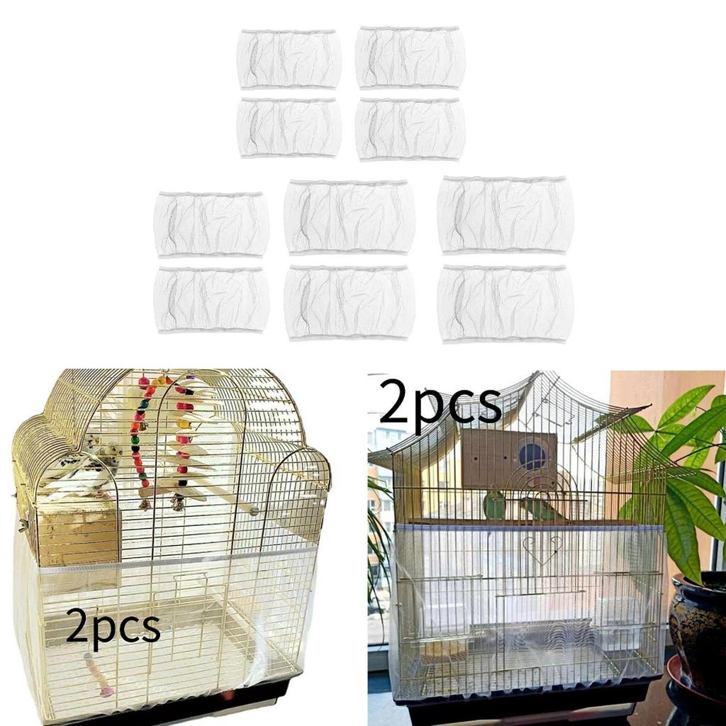 2Pcs Bird Cage Netting Covers Birdcage Guard Netting Covers Protectors Bird Cage Skirts for Parakeet Parrot Conures Cockatiel