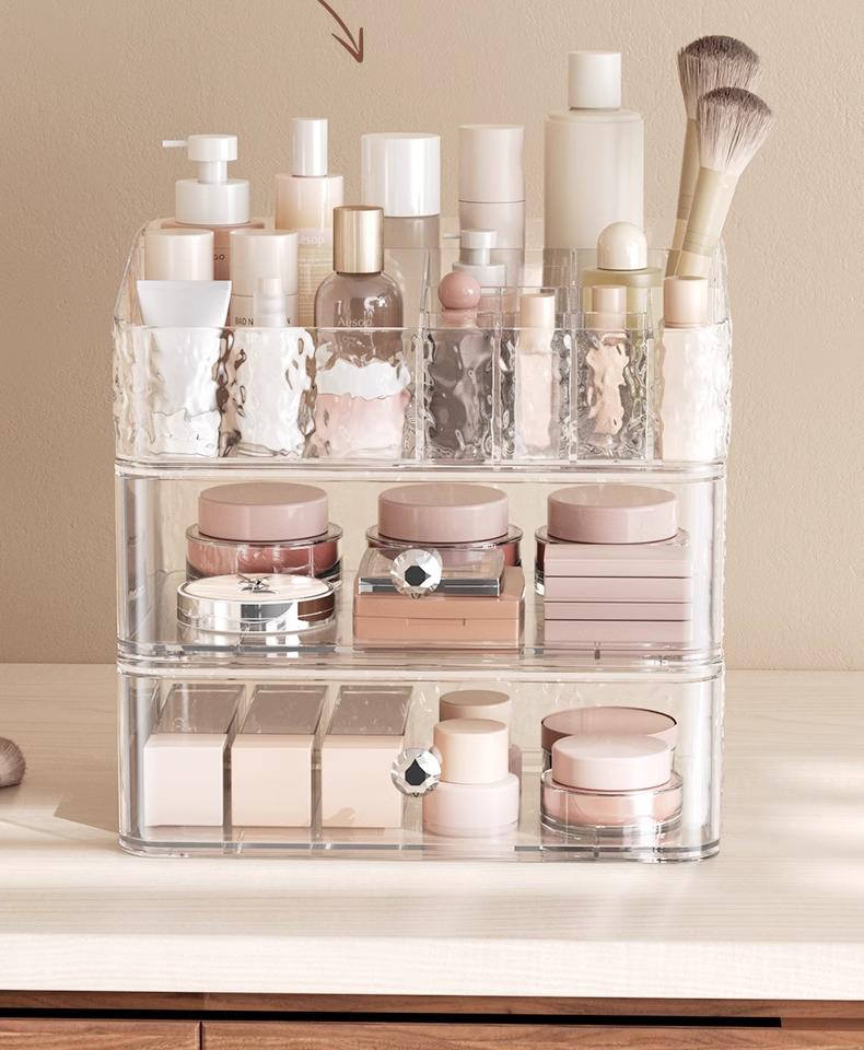 Luxury Large Capacity Cosmetic Storage Box with Drawers for Desktop or Dressing Table