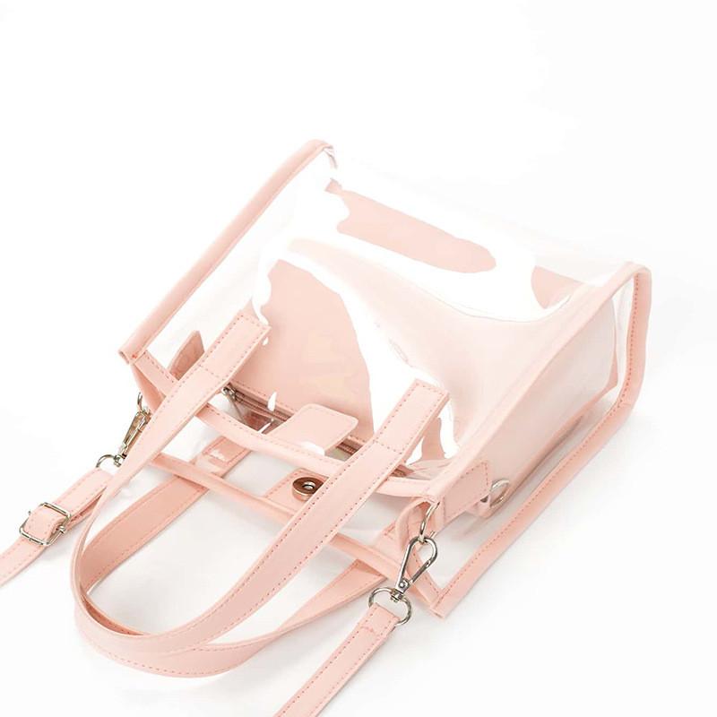 Clear Pvc Handheld Tote With Zipper Pocket For Fashion And Travel