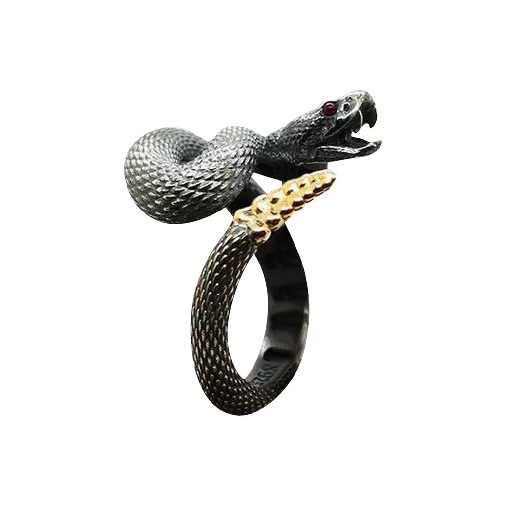 Spersonalizowany Pierścionek Unisex z Grzechotnikiem ze Stopu Zwierzęcego Otwierany Regulowany