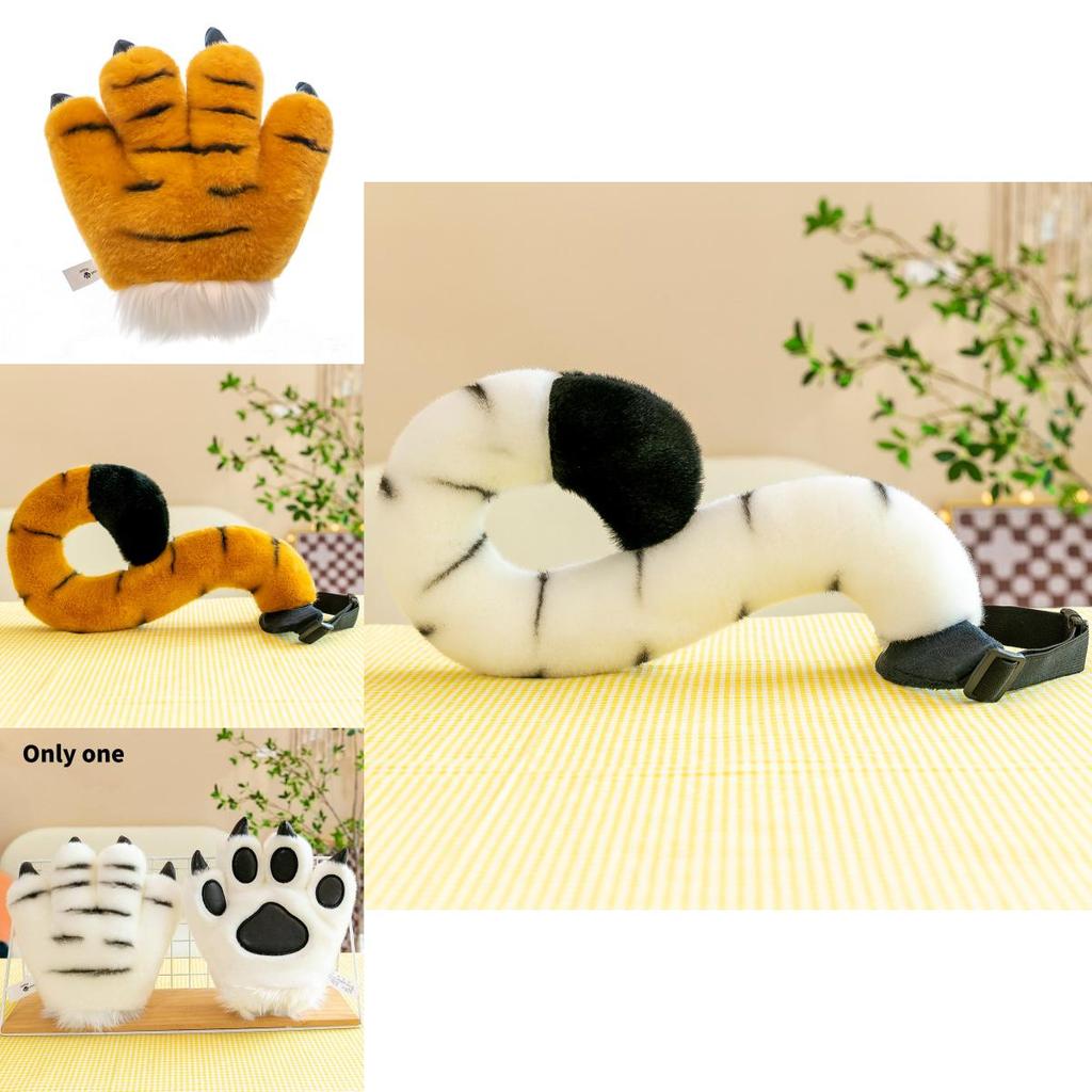 Realistic Plush Tiger Tail And Paw Headband Ideal For Fun Animal Costumes And Gifts