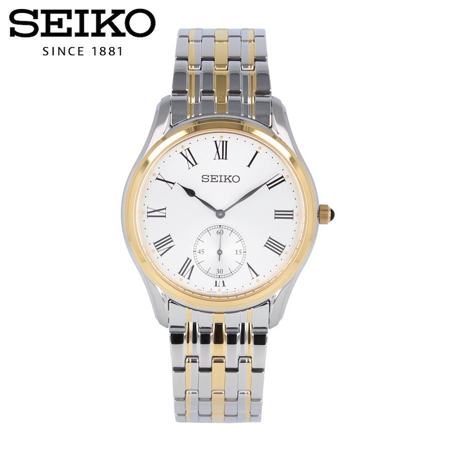 SEIKO Quartz SRK048P Classic Small Second White Silver Gold Wrist Watch For Men