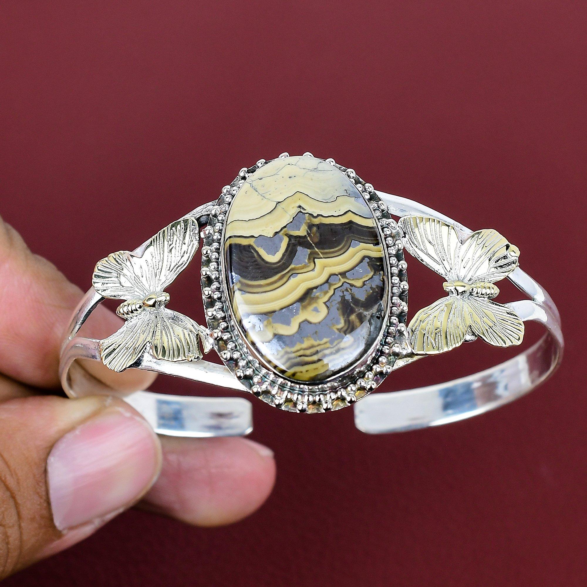 Schalenblende bangle 925 sterling silver cuff bracelet 18k gold plated butterfly bangle gemstone adjustable cuff bracelet handmade jewelry Adjustable