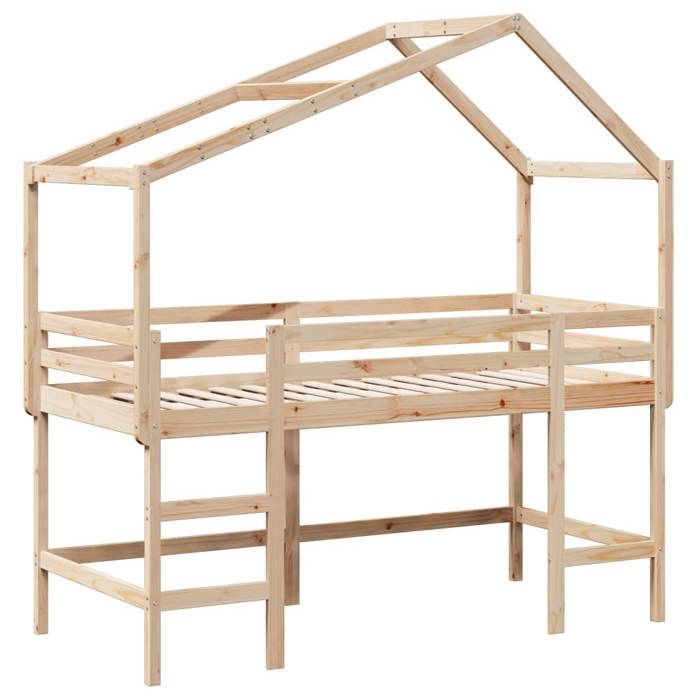 VidaXL Lit superposé et échelle et toit 80x200 cm bois de pin massif, lit intermédiaire, lit mezzanine avec échelle, lit 3282072