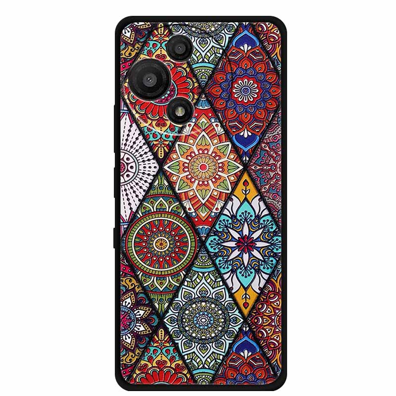 For TCL 60 SE Nxtpaper Case 3D Emboss Relief Flowers Black TPU Silicone Soft Back Cover Cases For TCL 60R Case 6.7" Fundas Bag