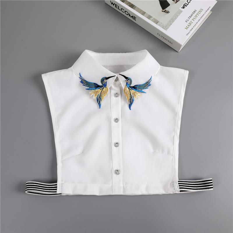 Women Embroidery Lace Detachable Lapel Fake Collar Shirt White Ruffles False Collar Woman Removable False Blouse Nep Kraagie