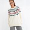 Vintage Jacquard Christmas Red Fair Island Sweater Women's Pullover Loose Autumn and Winter Lazy Knitted Sweater Women's Versatile