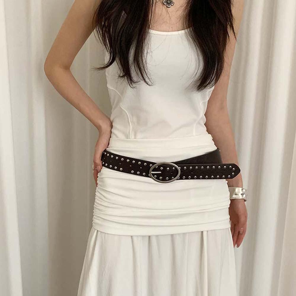 Adjustable Y2K Wide Belt Punk PU Leather Waistbands Skirt Accessories Rivet Waist Belt  Waist Seal