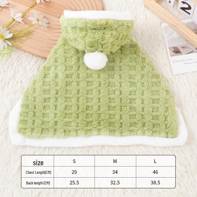 

Клетчатая накидка с капюшоном для маленьких собак и кошек - Теплая осенне-зимняя одежда Small зелёный