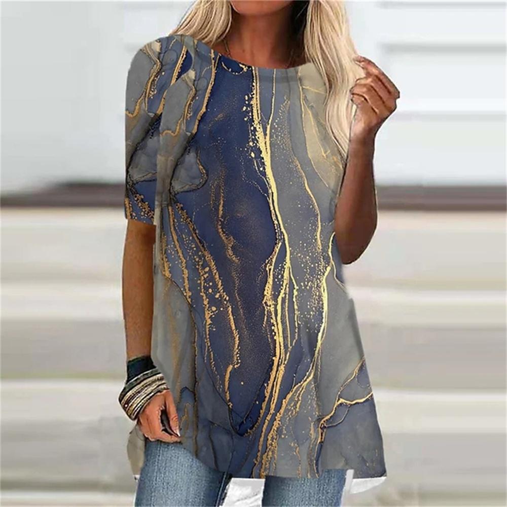 Summer Abstract T-Shirts 3D Printed Streetwear Women's Elegant Fashion Oversized O-Neck T Shirt Female Ladies Tees Tops Clothing