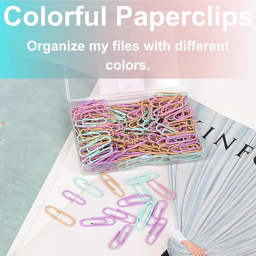 Macaron Colored Paper Clips 400 PCS Small Size Paper Clip 1.1 Inch (28mm) 2 Boxes of 200 PCS Each PaperClips Suitable for Office School Paperwork and