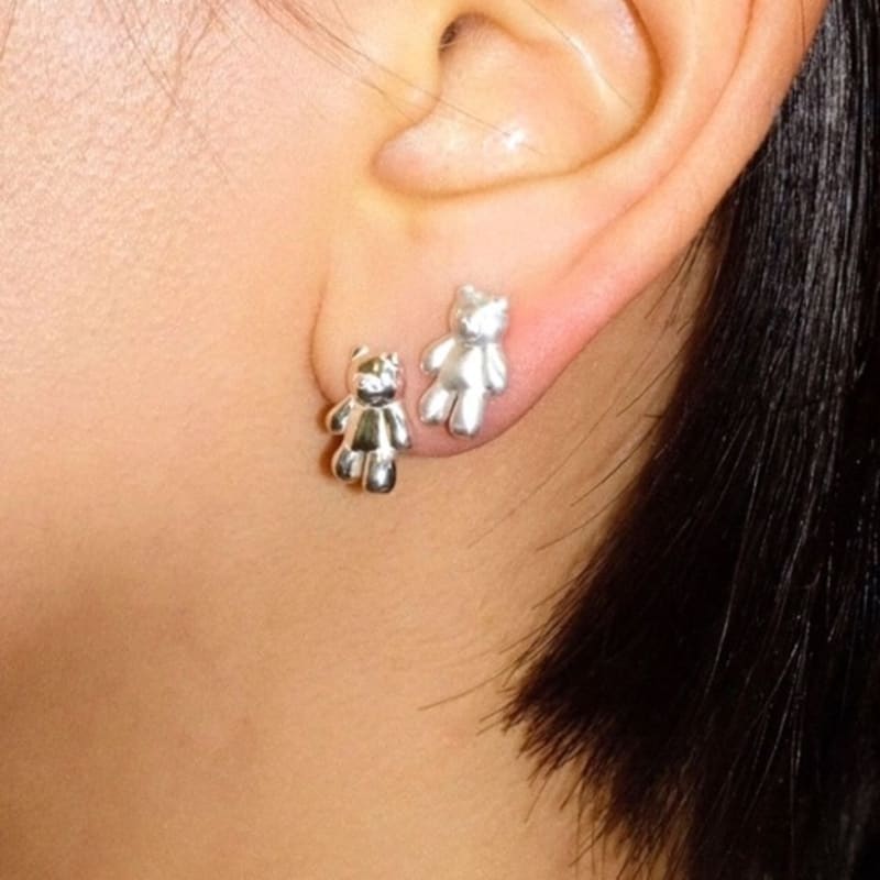 

studiosoojak Сережки Міні ведмедик Silver