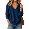 Women's Fashion Knit Sweater, Loose Fit Hooded V Neck Long Sleeve Pullover for Fall Winter