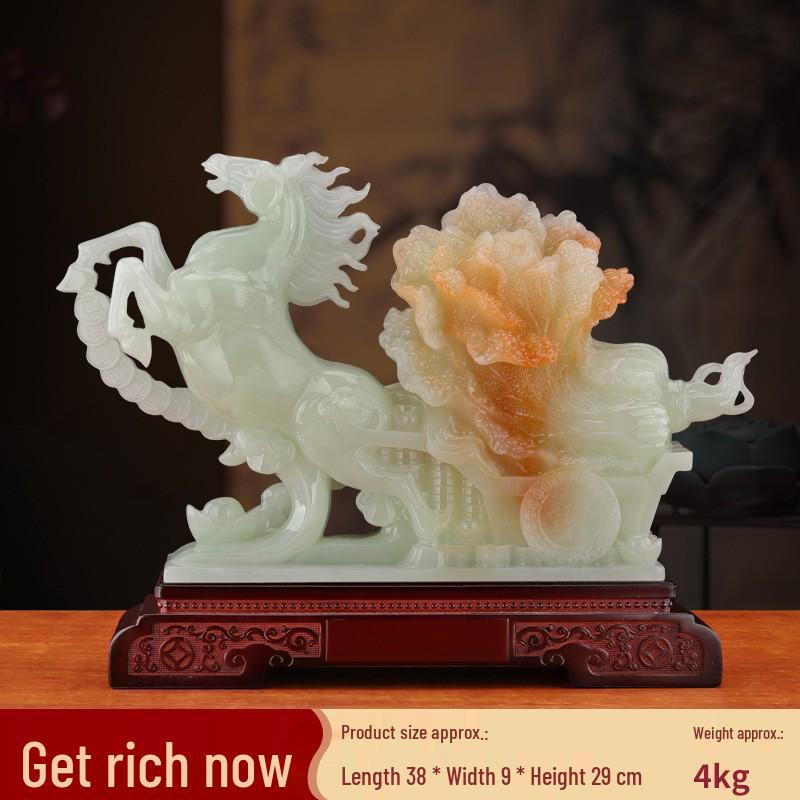 Jade Horse Figurine: Auspicious Zodiac Ornament for Wealth and Peace