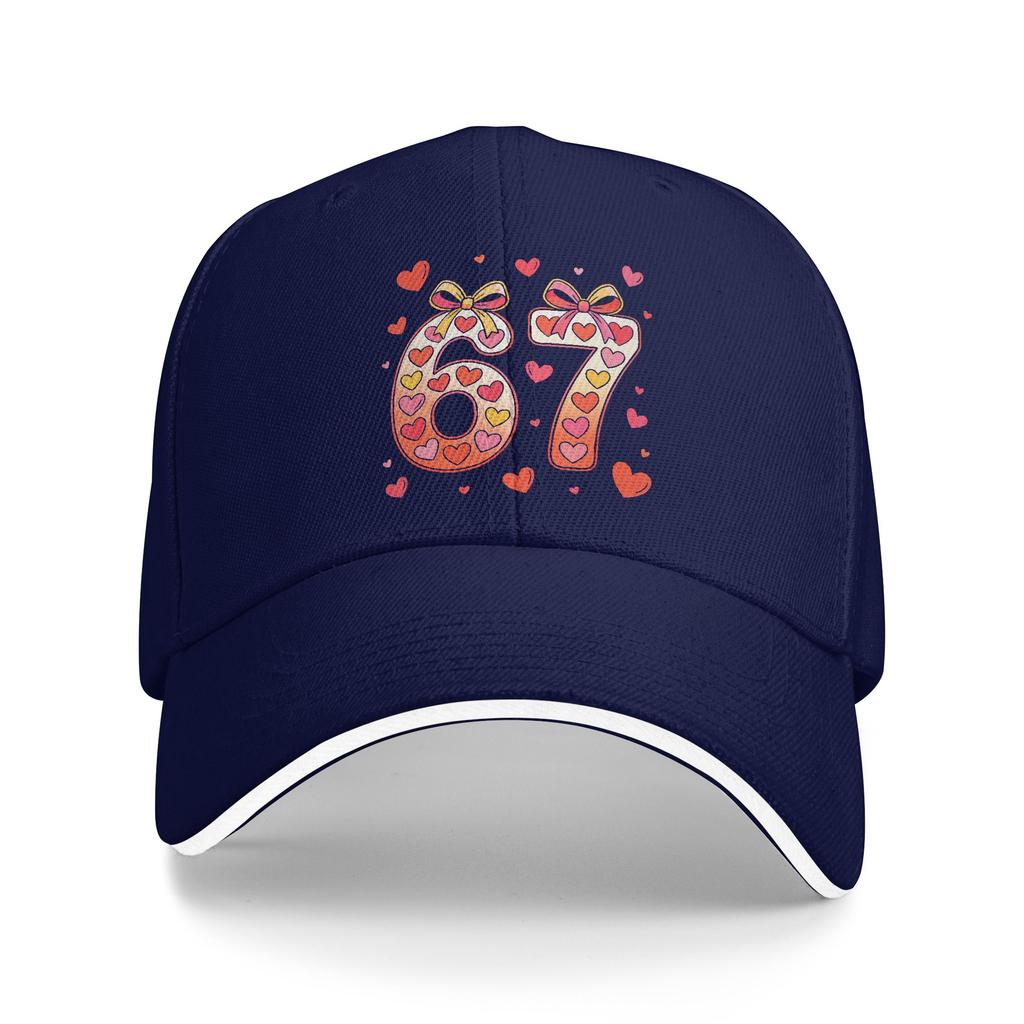 Sommer Lässige Baseballkappe Lustig 67 Meme Valentinstag Herzen und Schleifen Jagd Camping Trucker-Kappe Unisex Herren Design Baseballkappen
