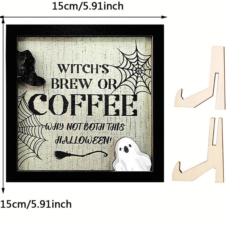 Halloween Wooden Ghost Photo Frame - Spooky Kid's Tabletop Decor with Themed Poster, Party Atmosphere Decorative Ornament