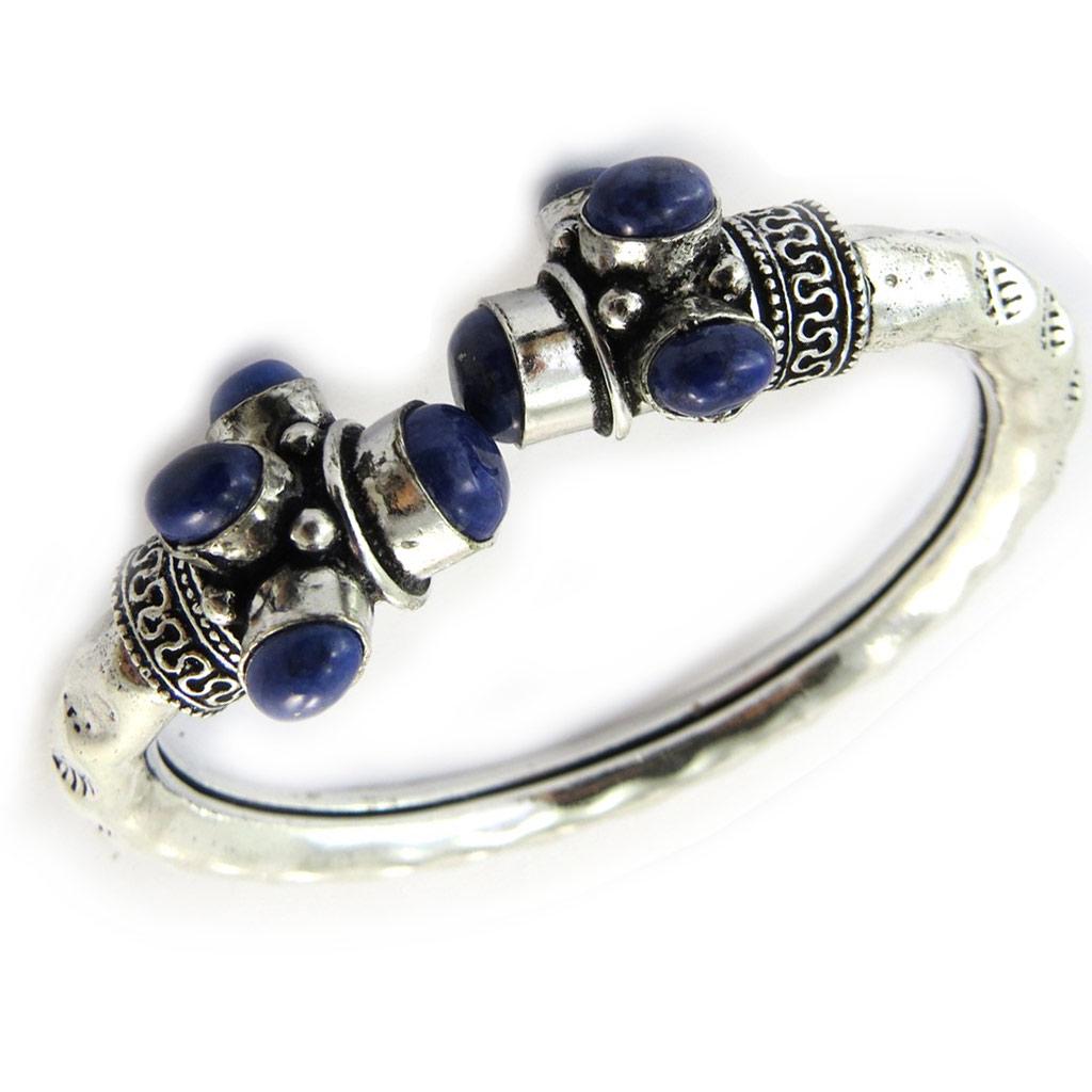 Les Trésors De Lily [N5010] - Bracelet créateur 'Navajos' bleu argenté