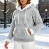 Flannel Jacket Women Cozy  Hooded Sweatshirts Unisex Plus Size Long Sleeve Coat Winter Soft Warm Pullover