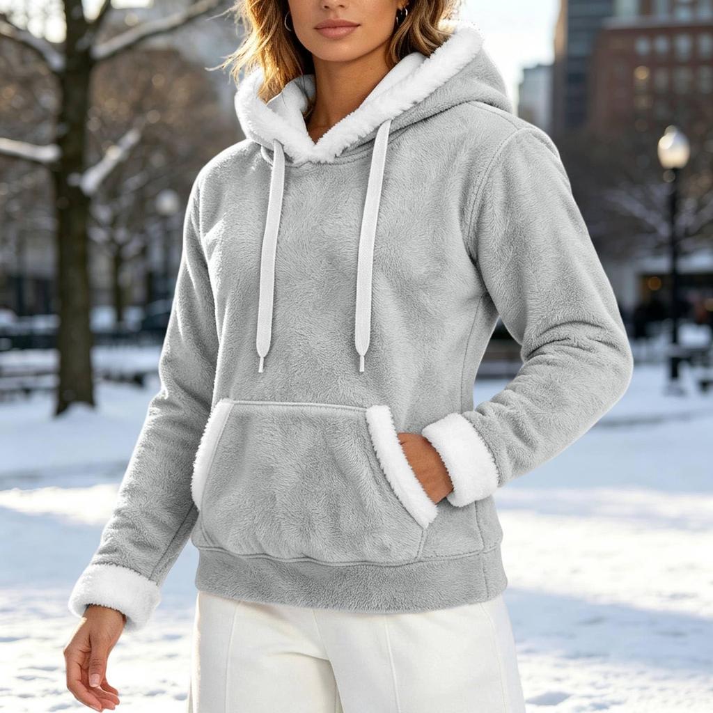 Flannel Jacket Women Cozy  Hooded Sweatshirts Unisex Plus Size Long Sleeve Coat Winter Soft Warm Pullover