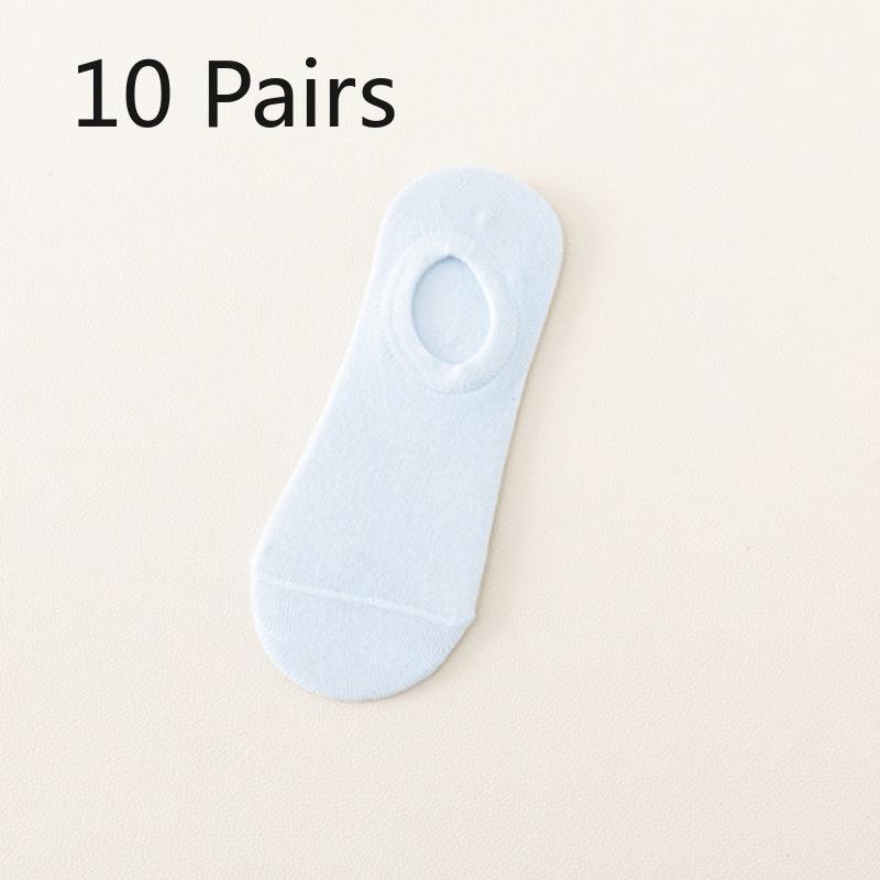 10 Pairs of Spring and Summer Models of Invisible Boat Socks Silicone Thin Mouth Does Not Fall Off the Heel Candy Colour Female Short Socks