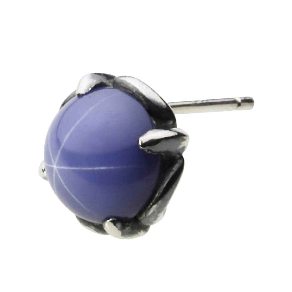 

Серьги-кабошоны в оправе «Арабеска» со звездчатым сапфиром из серебра e0613 [Cenote] [серебро 925 пробы, аксессуары]