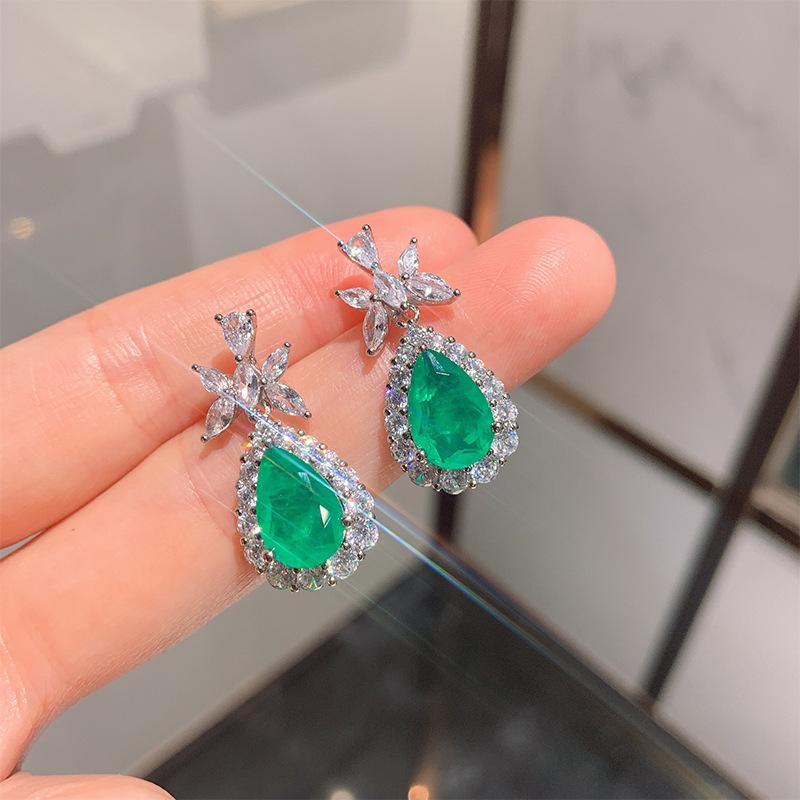 

Имитация Параиба Голубая Леди Подвеска, Изумруд Свадебные Винтажные Ювелирные Изделия Ожерелье Серьги