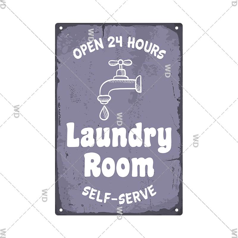 Laundry Vintage Tin Sign Funny Metal Plaque Pin Up Girl Retro Plate Wall Art Painting for Home Room Washroom Posters Decor