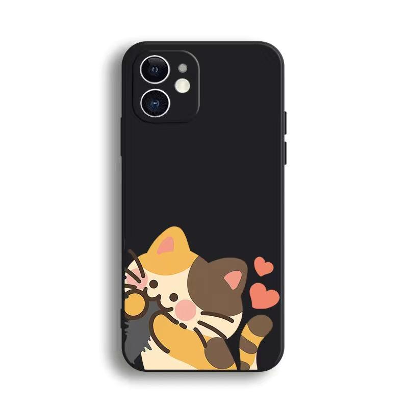 Cute Cat Couple Phone Case For IPhone 15 14 13 12 11 Pro Max Mini X XR 7 8 SE Plus SE20 Kawaii Cartoon Animal Spotted Cat Covers