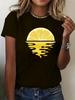 Women's Crew Neck Short Sleeve T-Shirt Summer Bright Fresh Lemon Print Fashion Casual Tees Tops Versatile Holiday Woman Clothes