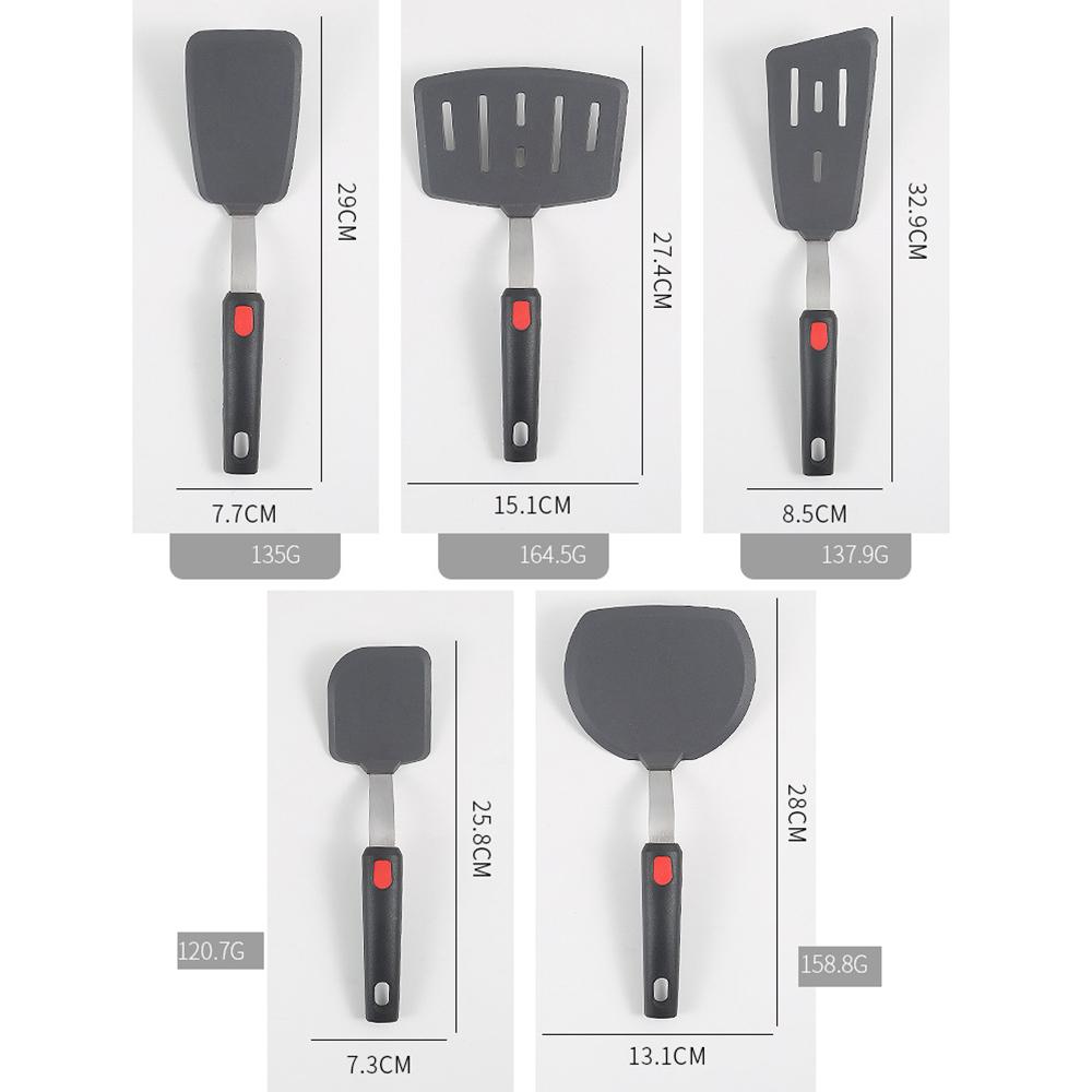 Silicone Kitchenware Set, Stainless Steel Handle Spatula, Kitchen Utensils, Cooking Spatula, Silicone Pot Spatula, 5 Types
