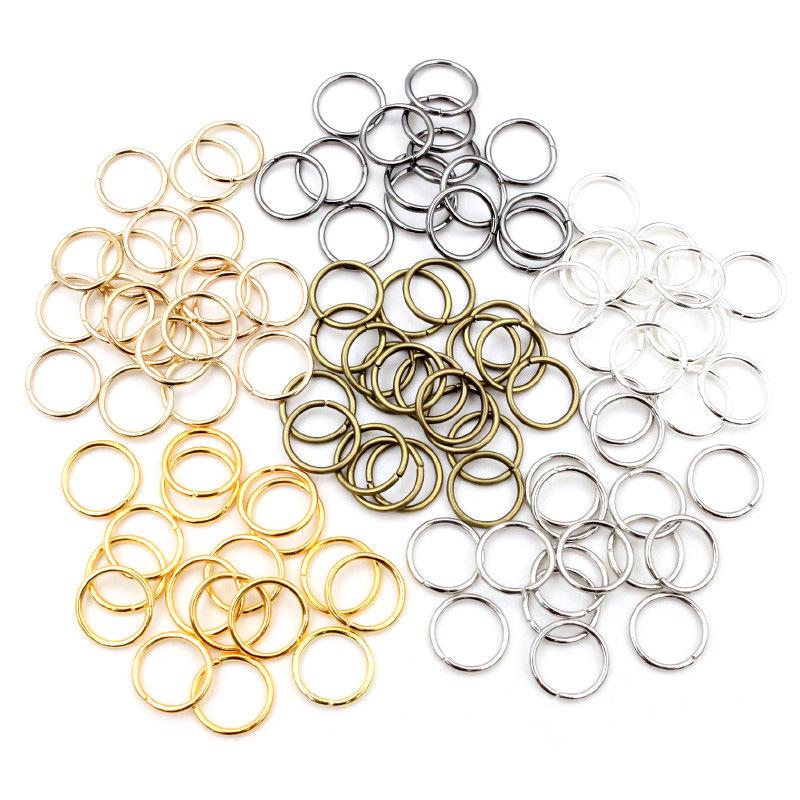 Color-preserving KC Gold Jump Rings: 200 Single Loop Flat Mouth Iron Connectors for DIY Bracelets & Necklaces
