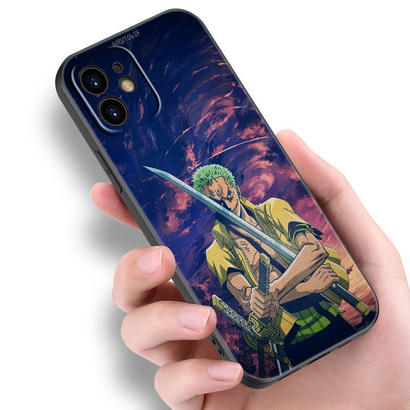 Anime Roronoa Zoro Handyhülle für Apple iPhone 14 13 12 Mini 11 Pro Max 7 8 XR X XS 7 8 Plus SE 2020 2022 Schwarze Softcover