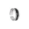 Miki Niche Adjustable Black Enamel Retro Minimalist Wide Band Ring