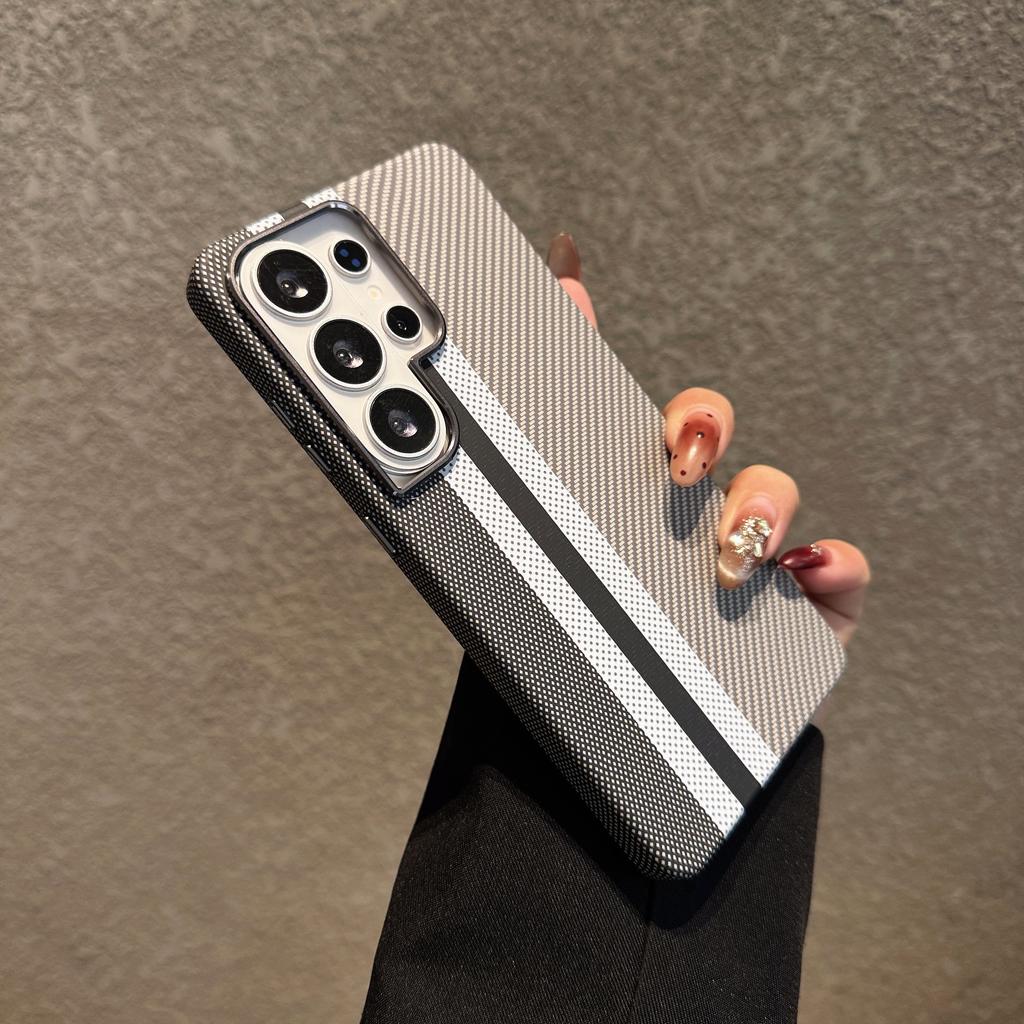For Samsung Galaxy S26 S25 S24 S23 Ultra Plus Carbon Fiber Texture Case For Magsafe Wireless Charging Alloy Lens PC Points Cover