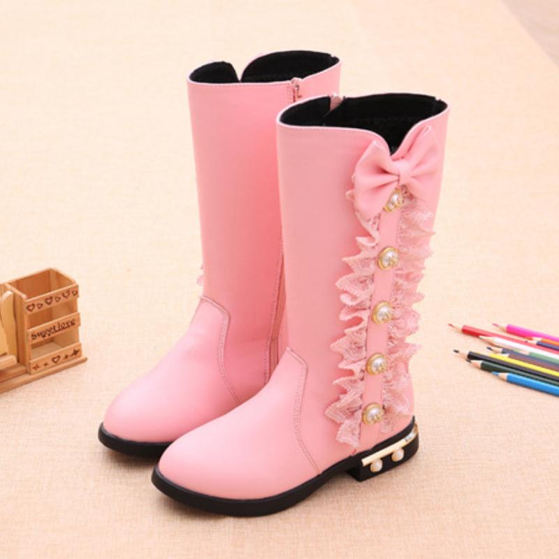 

Дівчачі черевики Осінь/Зима Корейська версія Дитячі високі черевики з оксамитом для великих хлопчиків та принцес Довгі черевики для маленьких дівчаток 37 рожевий