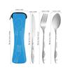 Compact Stainless Steel Cutlery Set: Spoon, Fork, Chopsticks, Knife - Ideal for Outdoor Travel