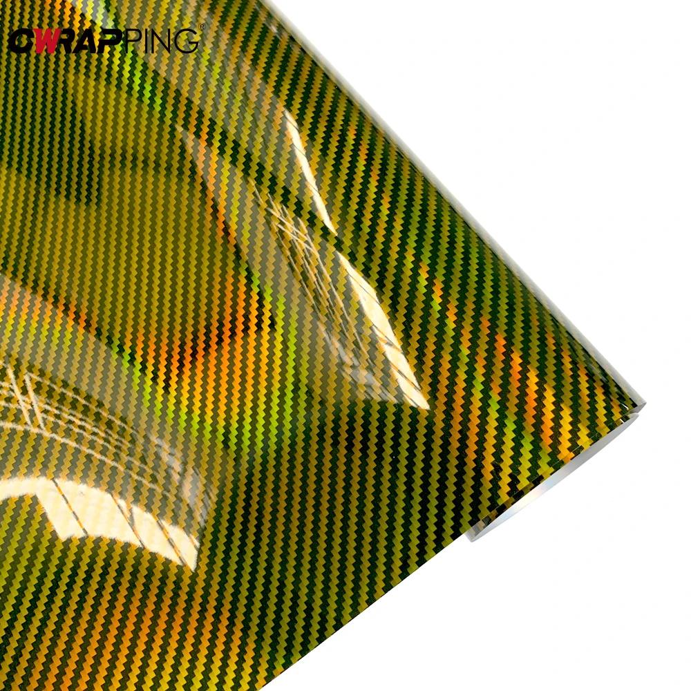Glossy Laser Gold Sticker Carbon Fiber Vinyl High Gloss Film Motorcycle Body DIY Decorate Sticker for Car Motorcycle Accessories