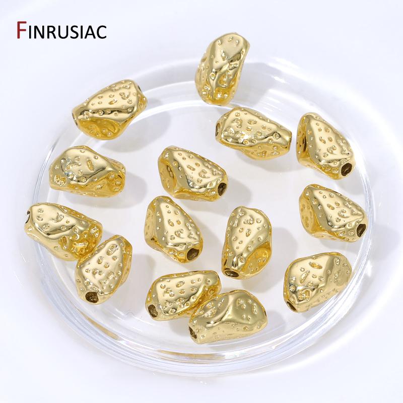 18K Gold Plated Brass Irregular Baroque Spacer Bead For Bracelet Necklace Making,Separate Bead For DIY Handmade Jewelry Material