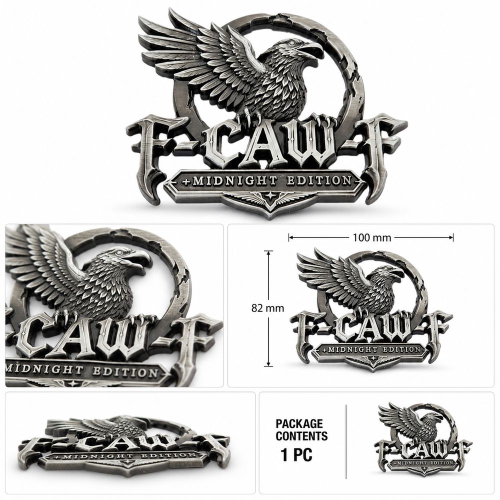 Raised 3D Relief Metal Car Badge Waterproof Raven Wing Car Sticker Car Emblem Car Rear Decoration