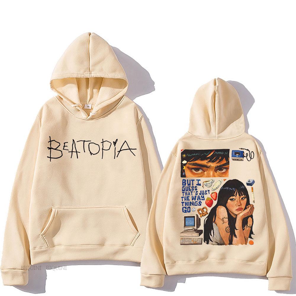 Beabadoobee Retro Kapuzenpullover mit grafischem Druck Ästhetischer Kapuzenpullover aus Fleece-Kleidung Sudaderas Vintage Pullover