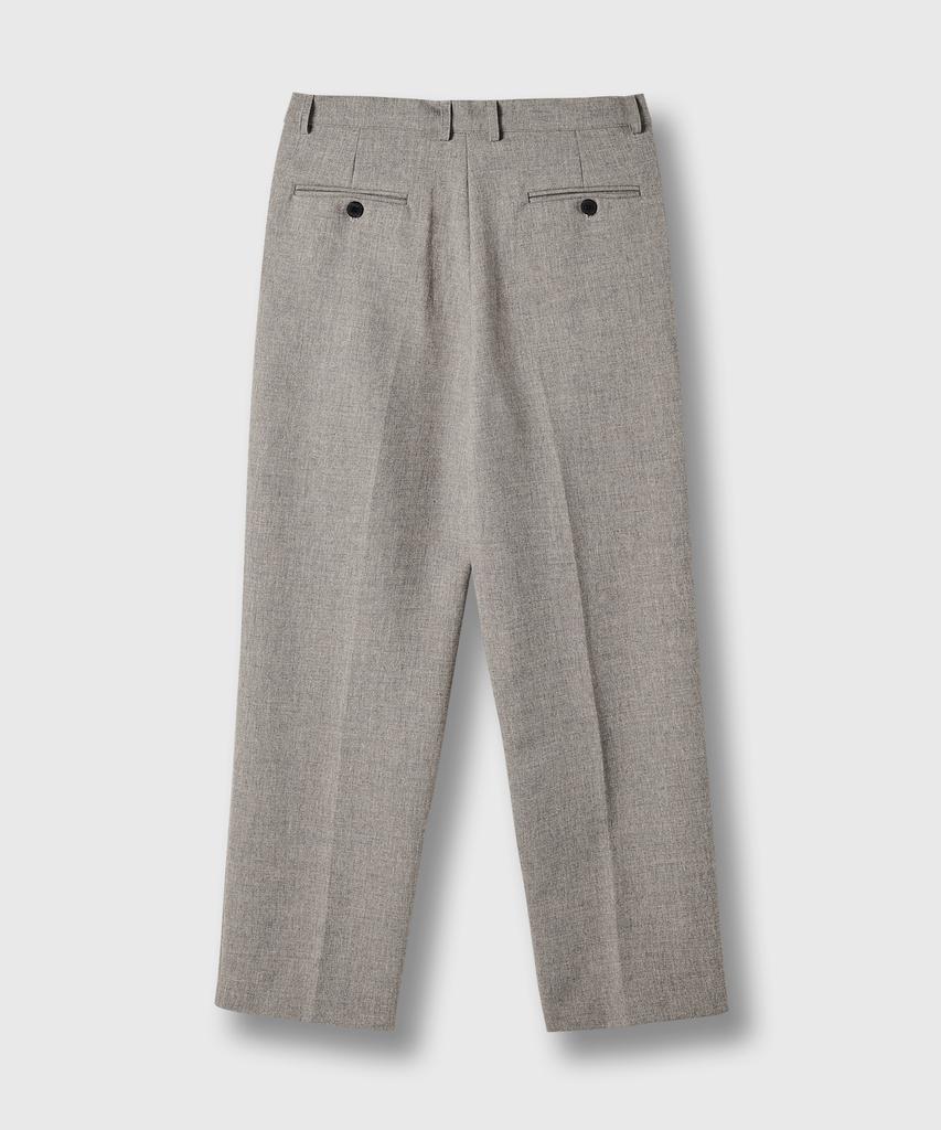 FRAGE Tapered Double-Pleat Slacks – Oat Grey