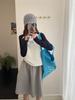 Lu Si Women's Spring Raglan Sleeve Color Block Letter Base Layer, Versatile Slimming Long Sleeve Casual Top