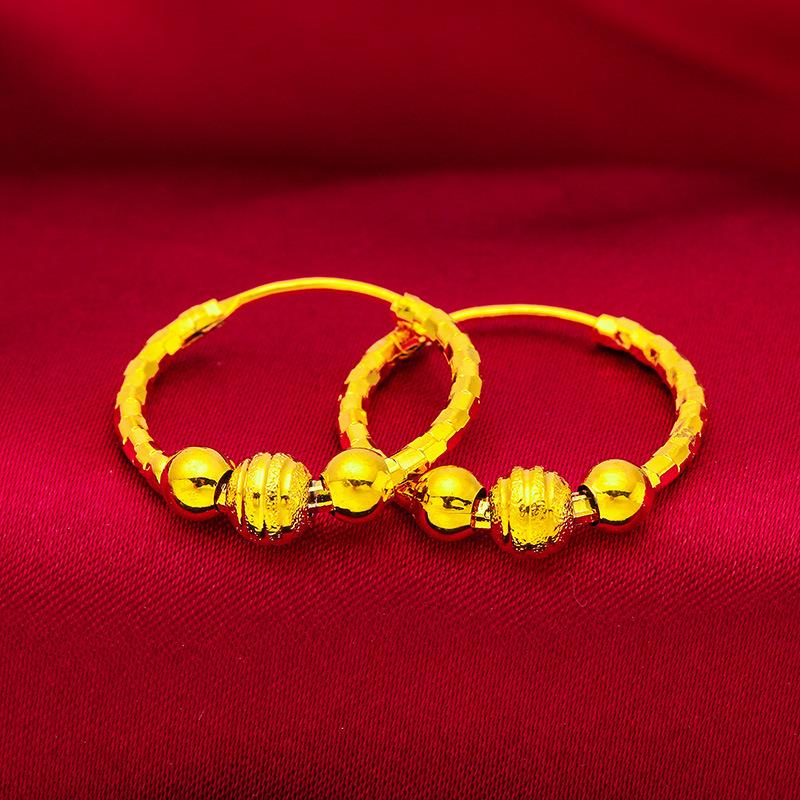 

Gold Color Lucky Beads Earrings For Wome Wedding Birthday Ear Charms Fine Jewelry Gifts