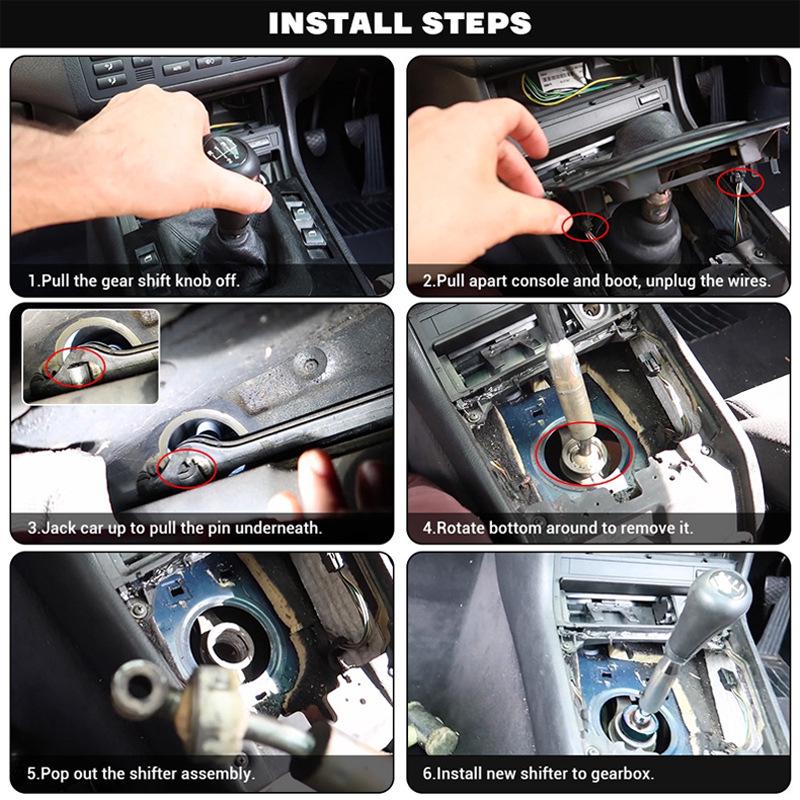 BMW 3er und 5er Reihe (E46, E36, E30, E39) Kurzer & Schneller Schalthebel Schaltknauf Mod.